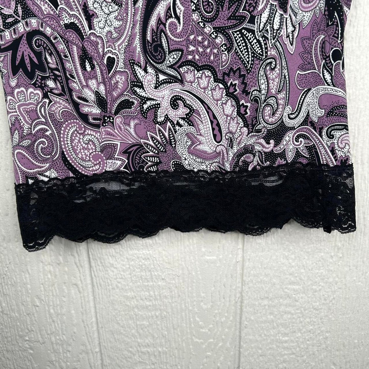 2000s y2k Paisley Print Stretchy Lace Going Out Tank Top (L)