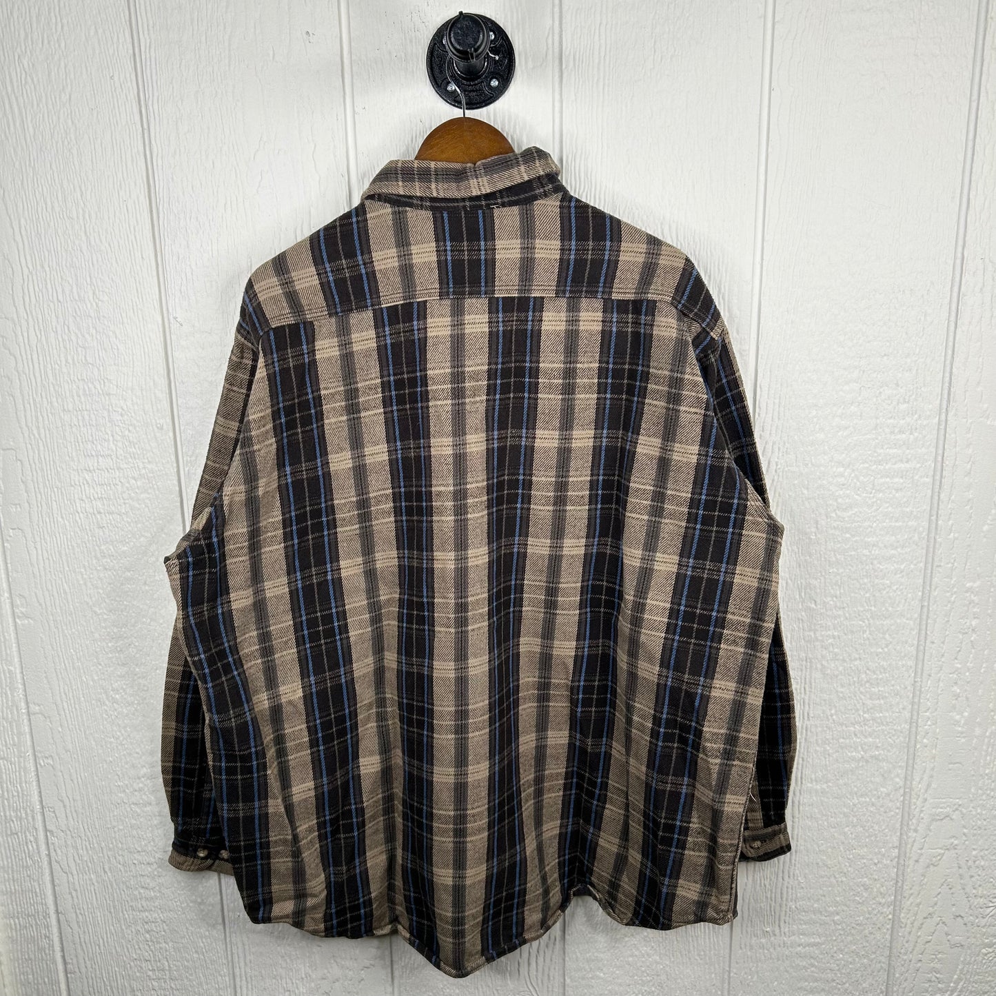 Y2K Brown & Blue Plaid Carhartt Long Sleeve Flannel (XL)