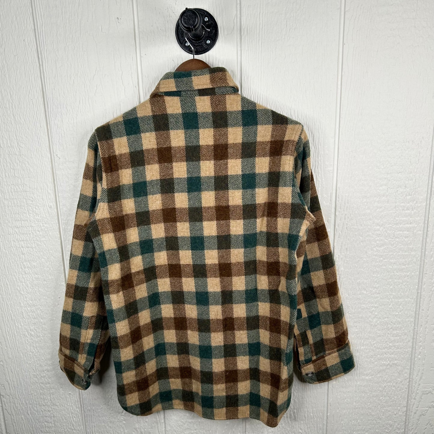 Vintage 80's Woolrich Brown & Green Plaid Flannel (S)