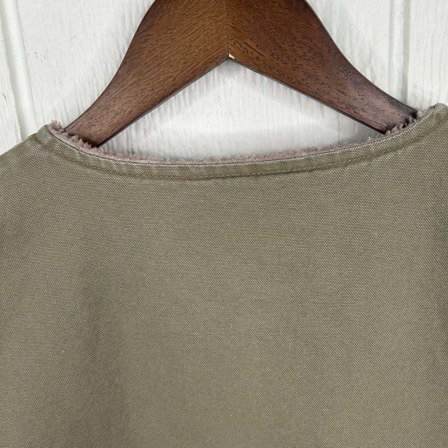 Vintage y2k Sage Green Fur-Lined Workwear Vest (M)
