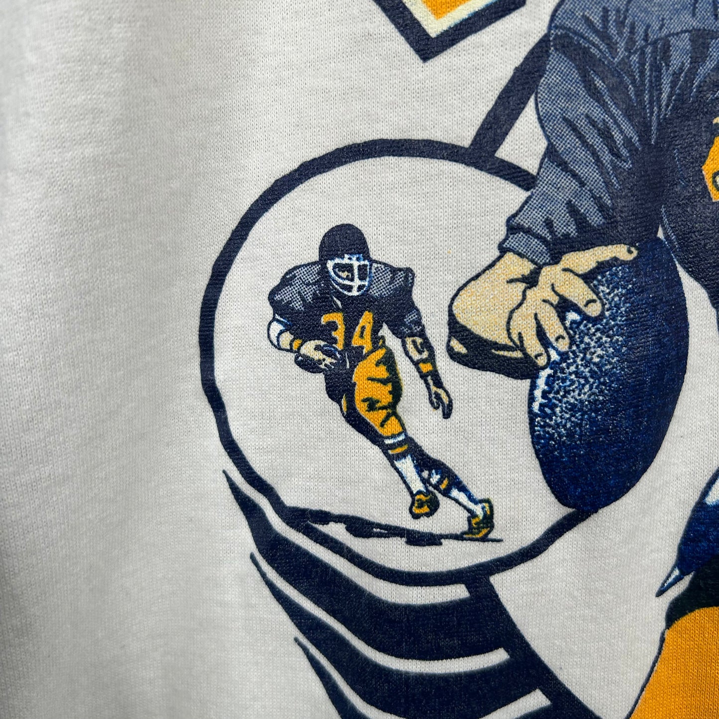 Rare 80s West Virginia Mountaineers Football Player 3/4 Sleeve Graphic Tee (M)