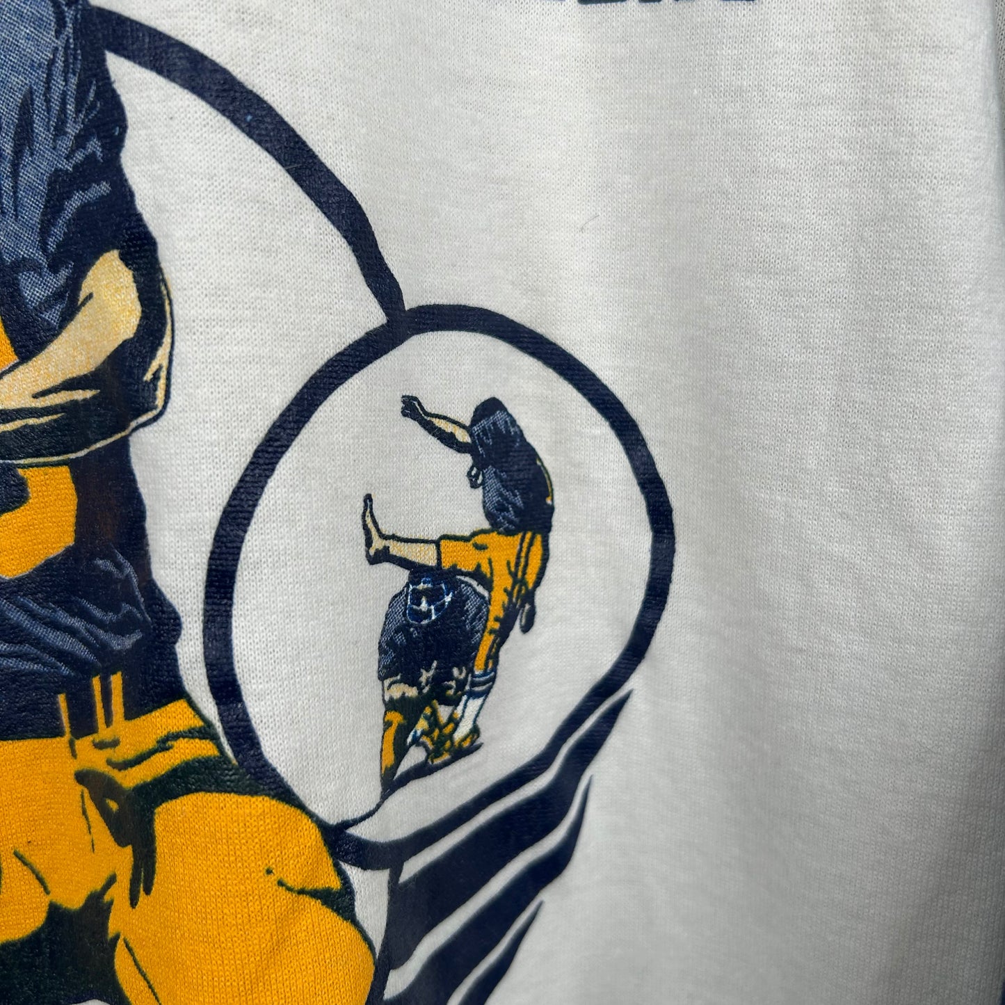 Rare 80s West Virginia Mountaineers Football Player 3/4 Sleeve Graphic Tee (M)