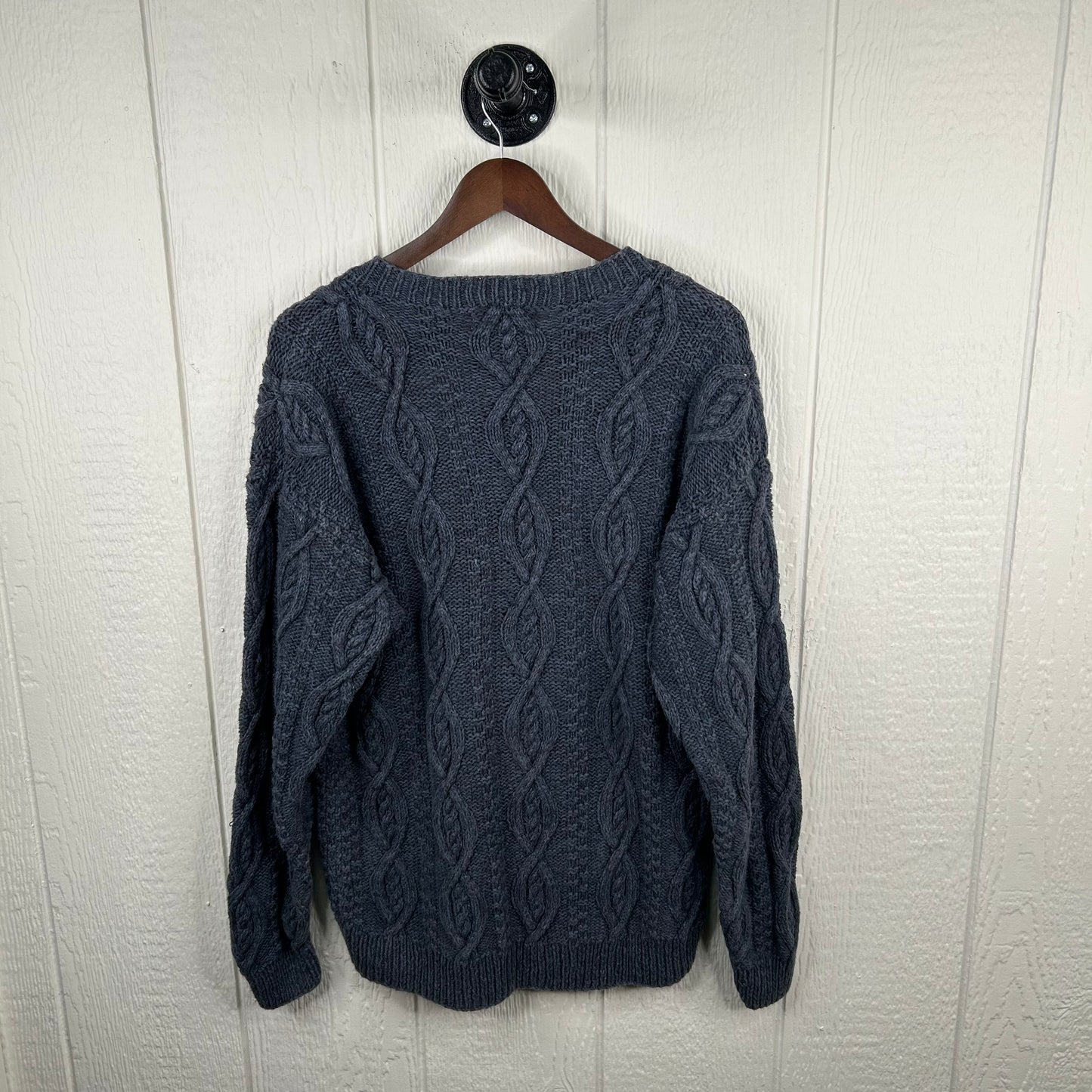 Vintage y2k Navy Blue 3D Chunky Knit Sweater (M)