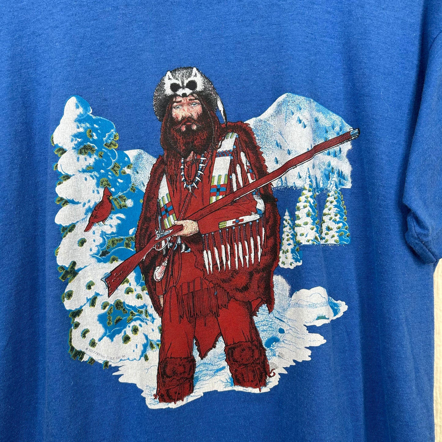 Rare 70s WVU Mountaineer Mascot Graphic Tee (M)