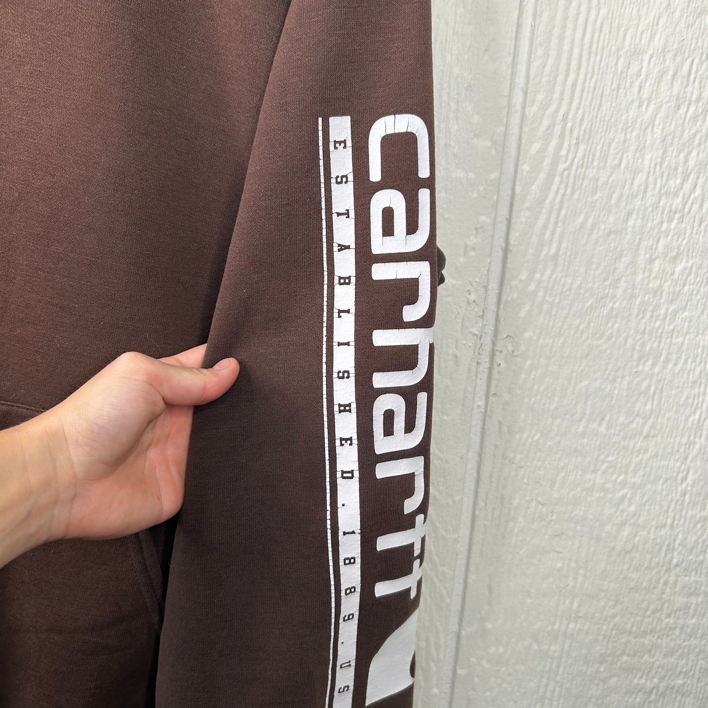 Y2K Faded Brown Carhartt Hoodie (M)