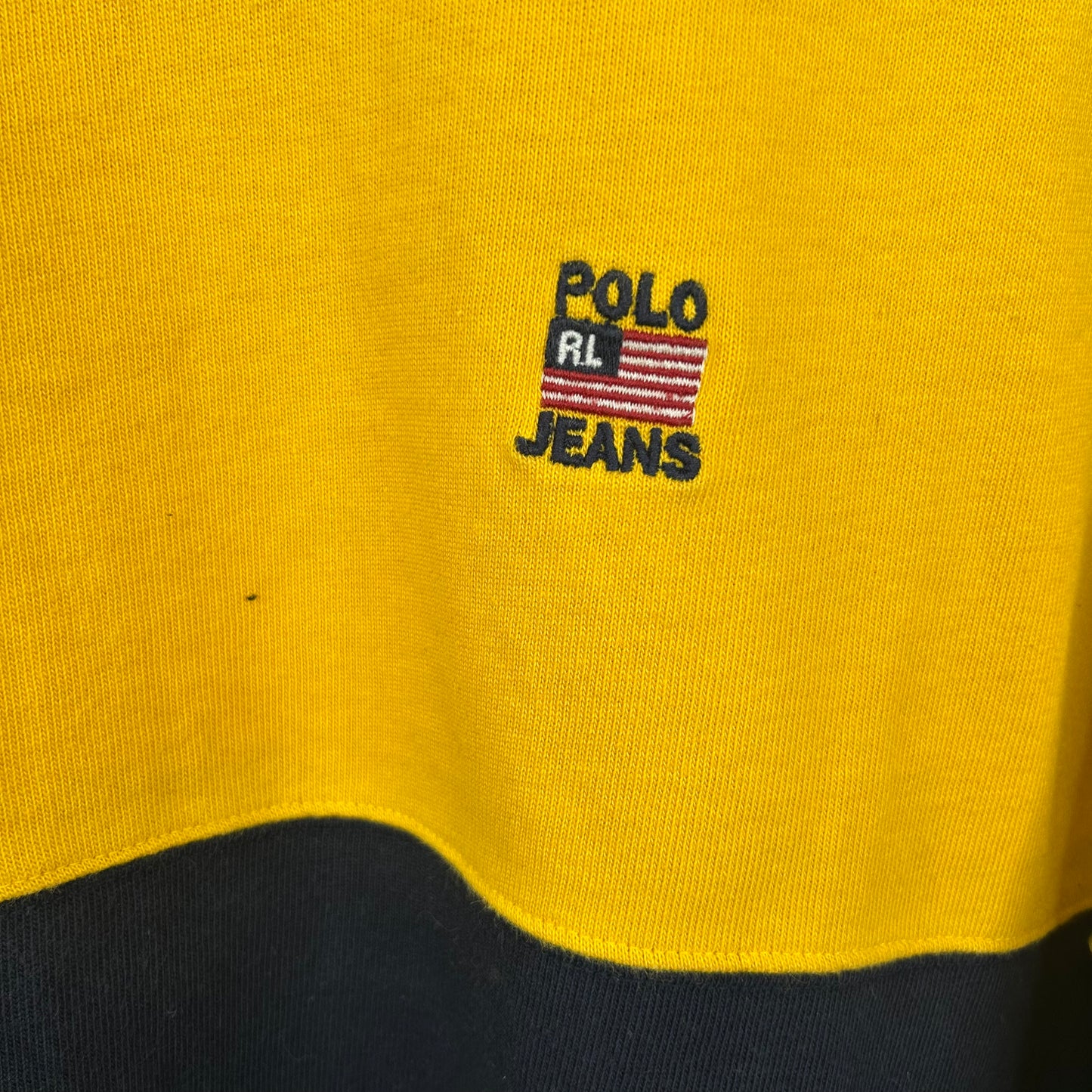 Vintage 90s Polo Ralph Lauren Gold & Navy Heavy Weight Long Sleeve (L)