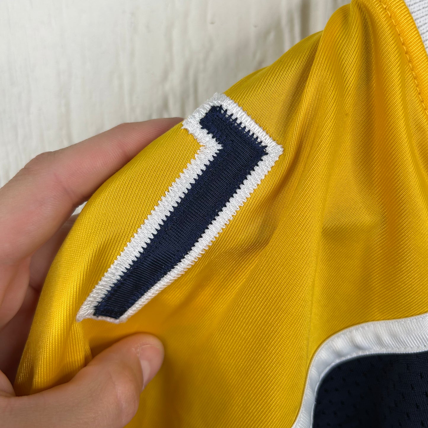 Vintage y2k WVU Number 1 Gold & Navy Jersey (XXL)