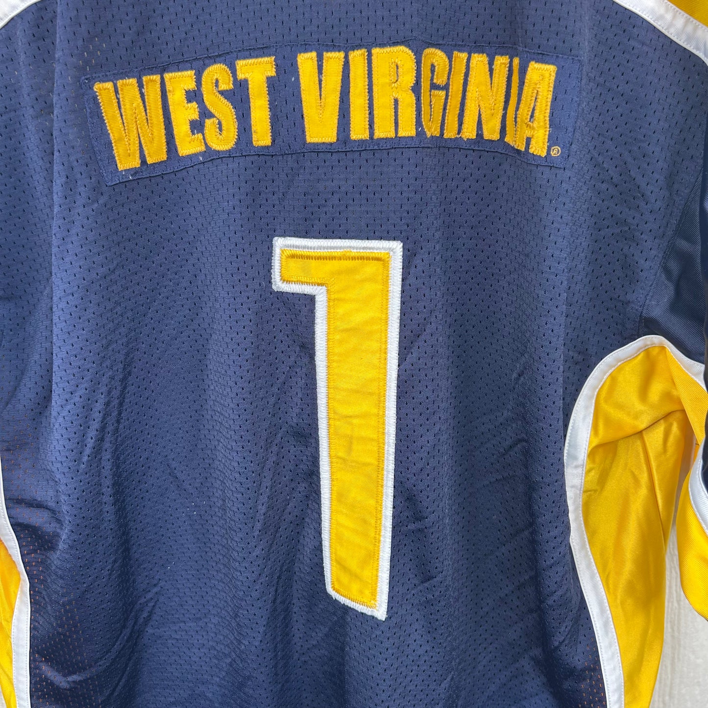 Vintage y2k WVU Number 1 Gold & Navy Jersey (XXL)