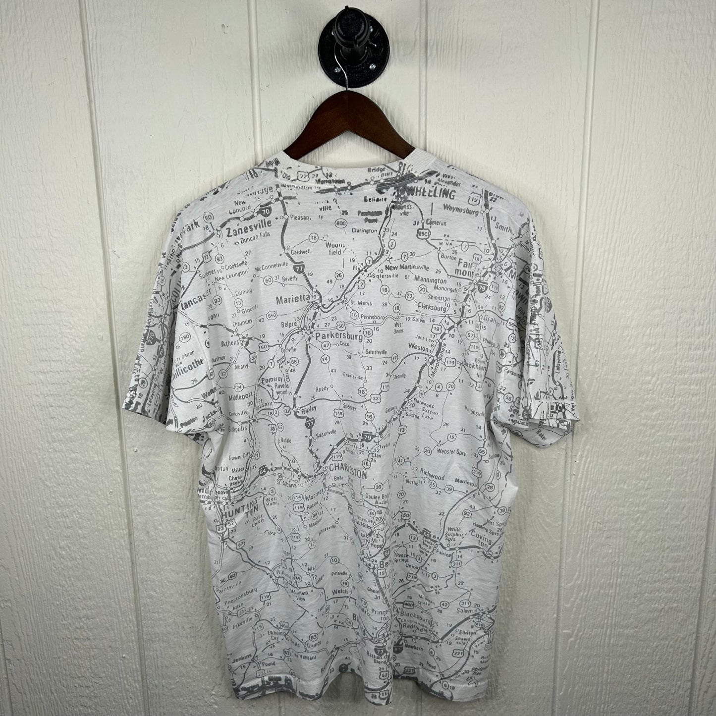 Vintage 90's West Virginia All Over Print Road Map Tee (XL)