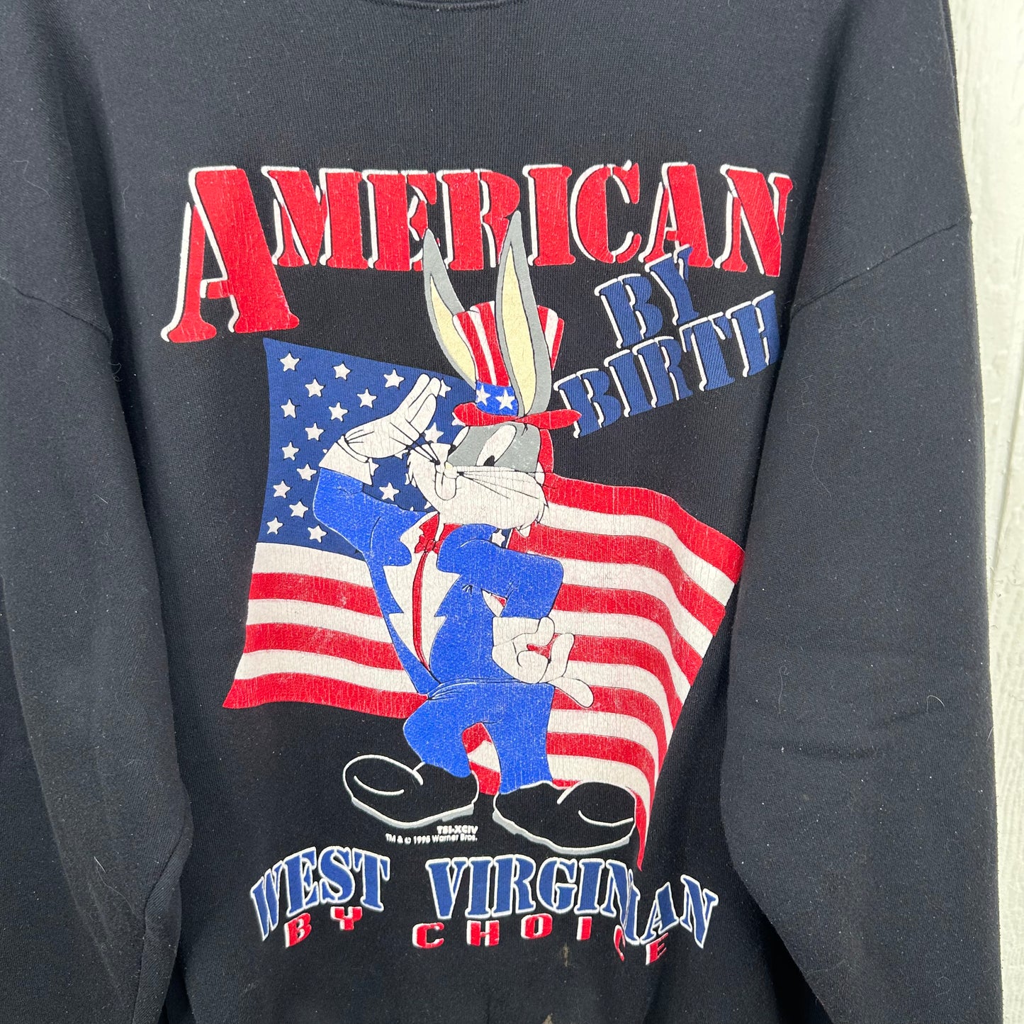 Vintage Rare 1995 'American By Birth, West Virginian By Choice' Bugs Bunny Crewneck (XXL)