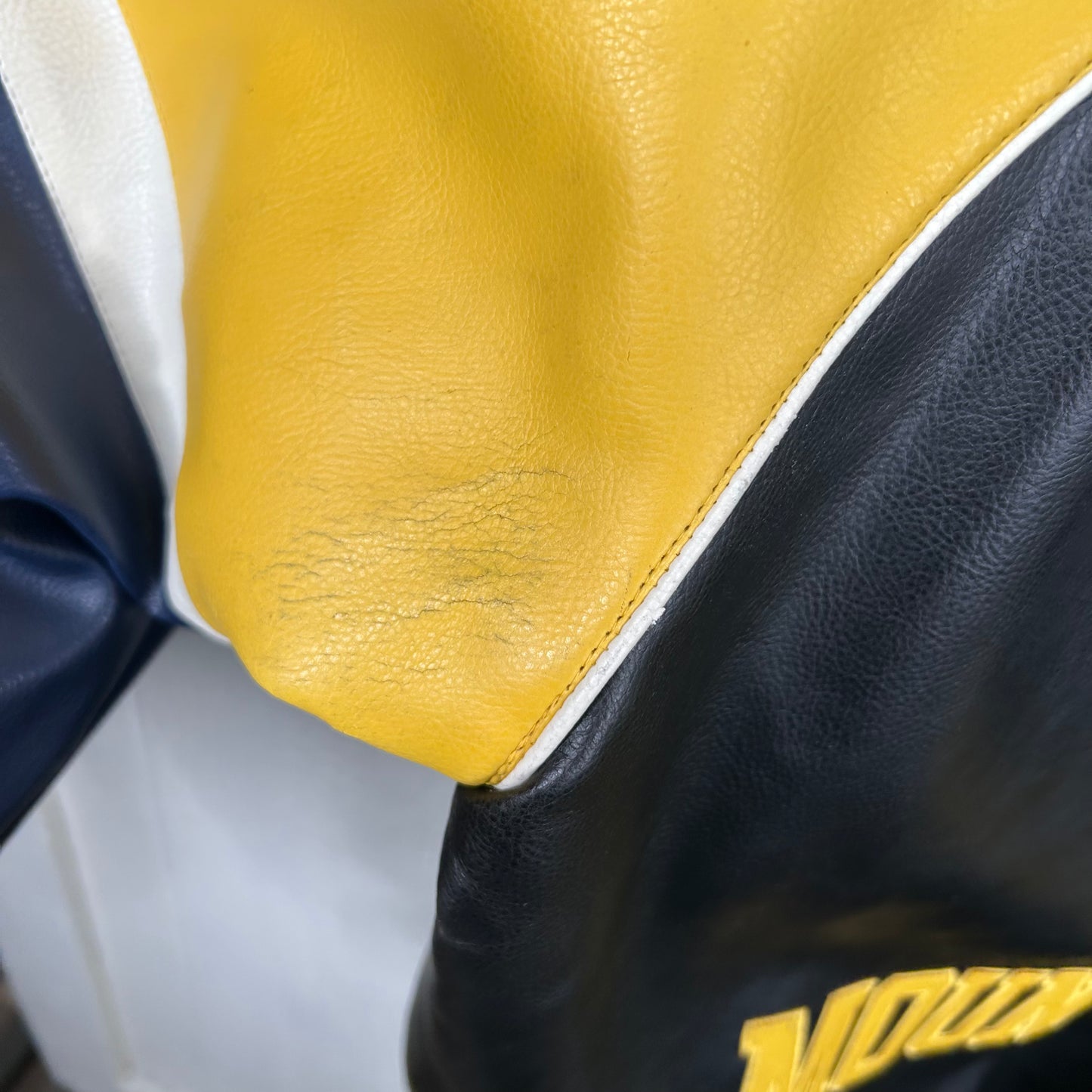 Y2K WVU Mountaineers Leather Bomber Jacket (L)
