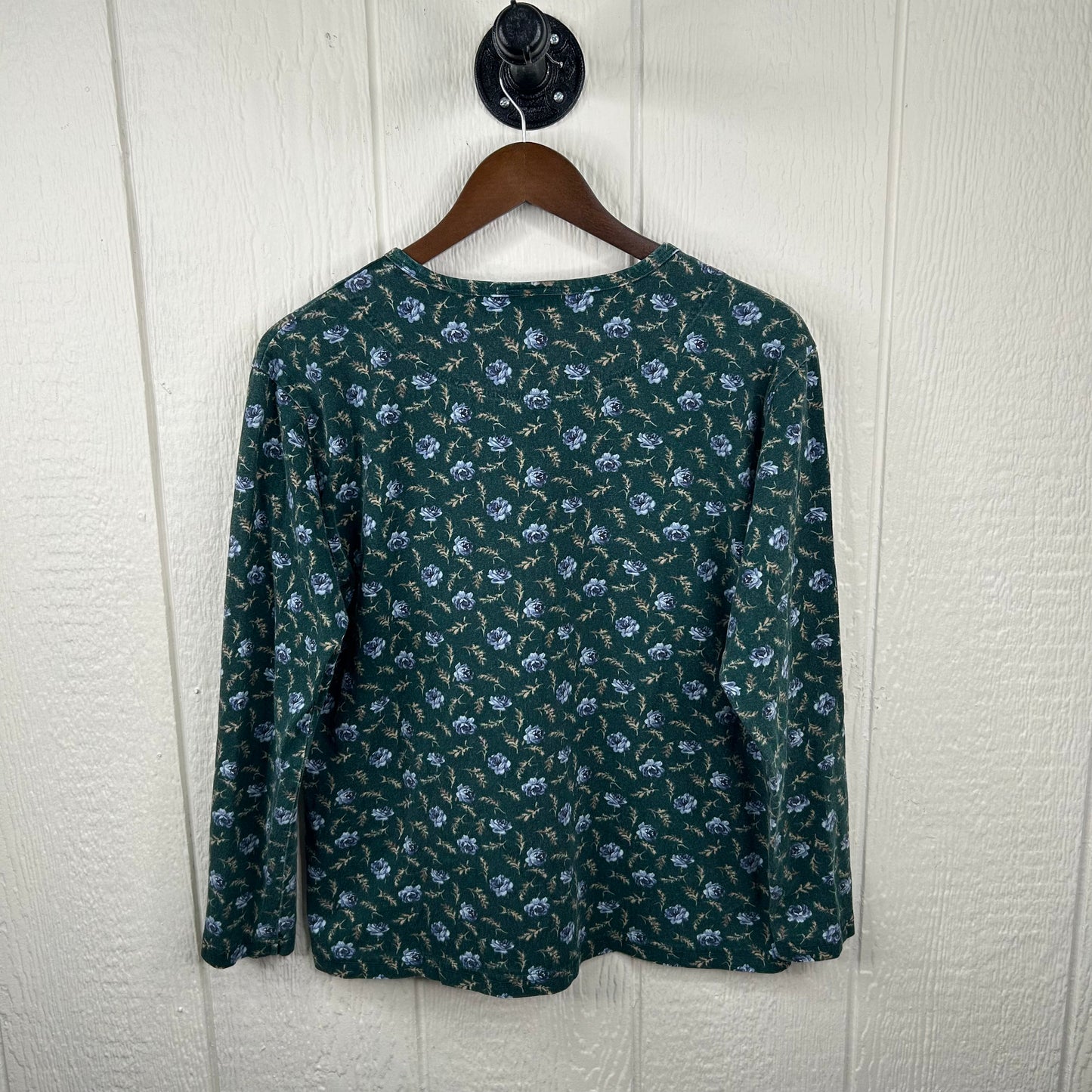 Vintage 90's Blue Flower Pattern Long Sleeve Tee (M)