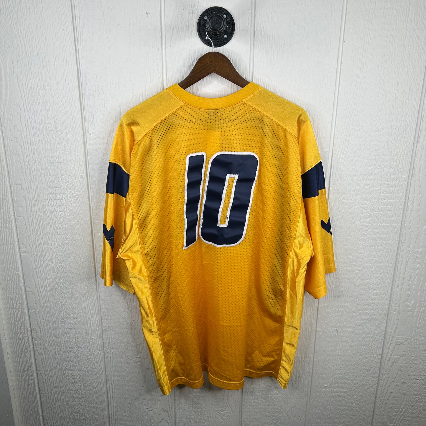 Y2K WVU Number 10 Gold Nike Football Jersey (XL)