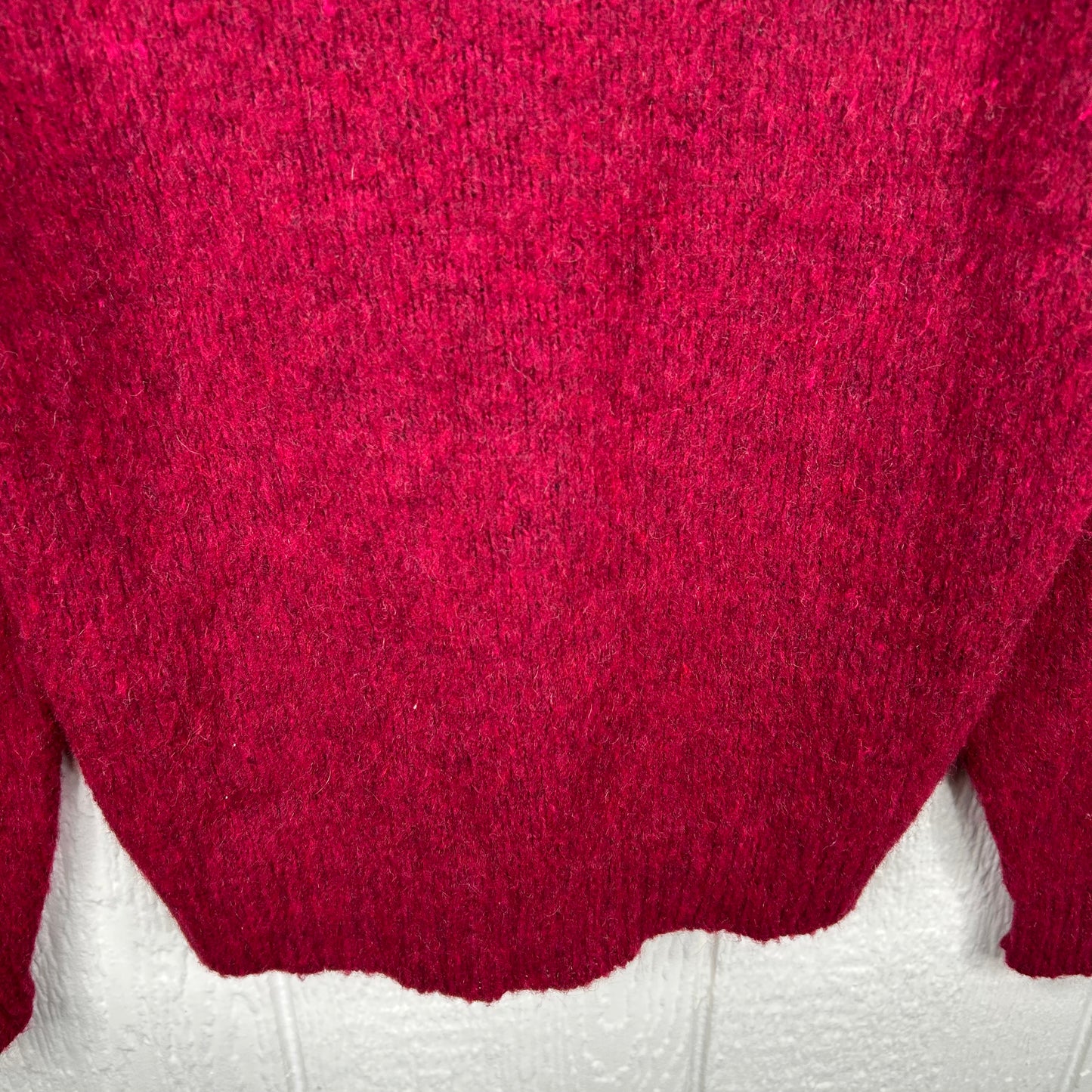 Vintage 80's Red V-Neck Wool Sweater (M)