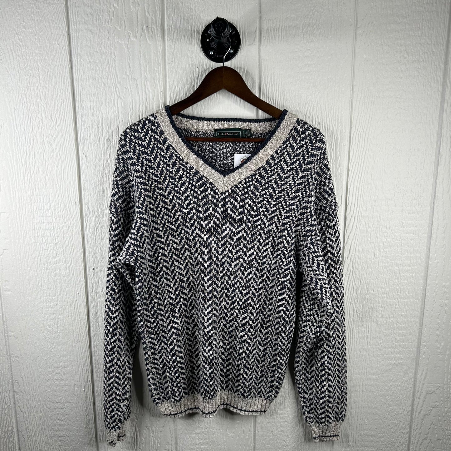 Vintage V-Neck Knit Sweater (S)