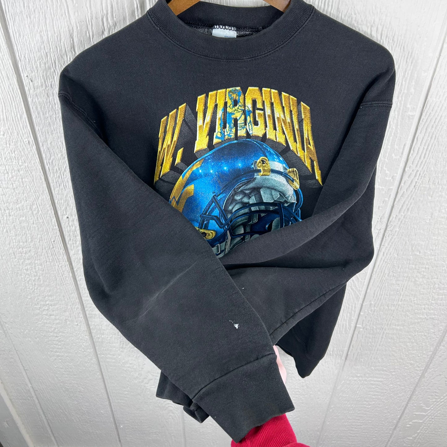 Vintage 90's West Virginia Football Helmet Graphic Crewneck (L)