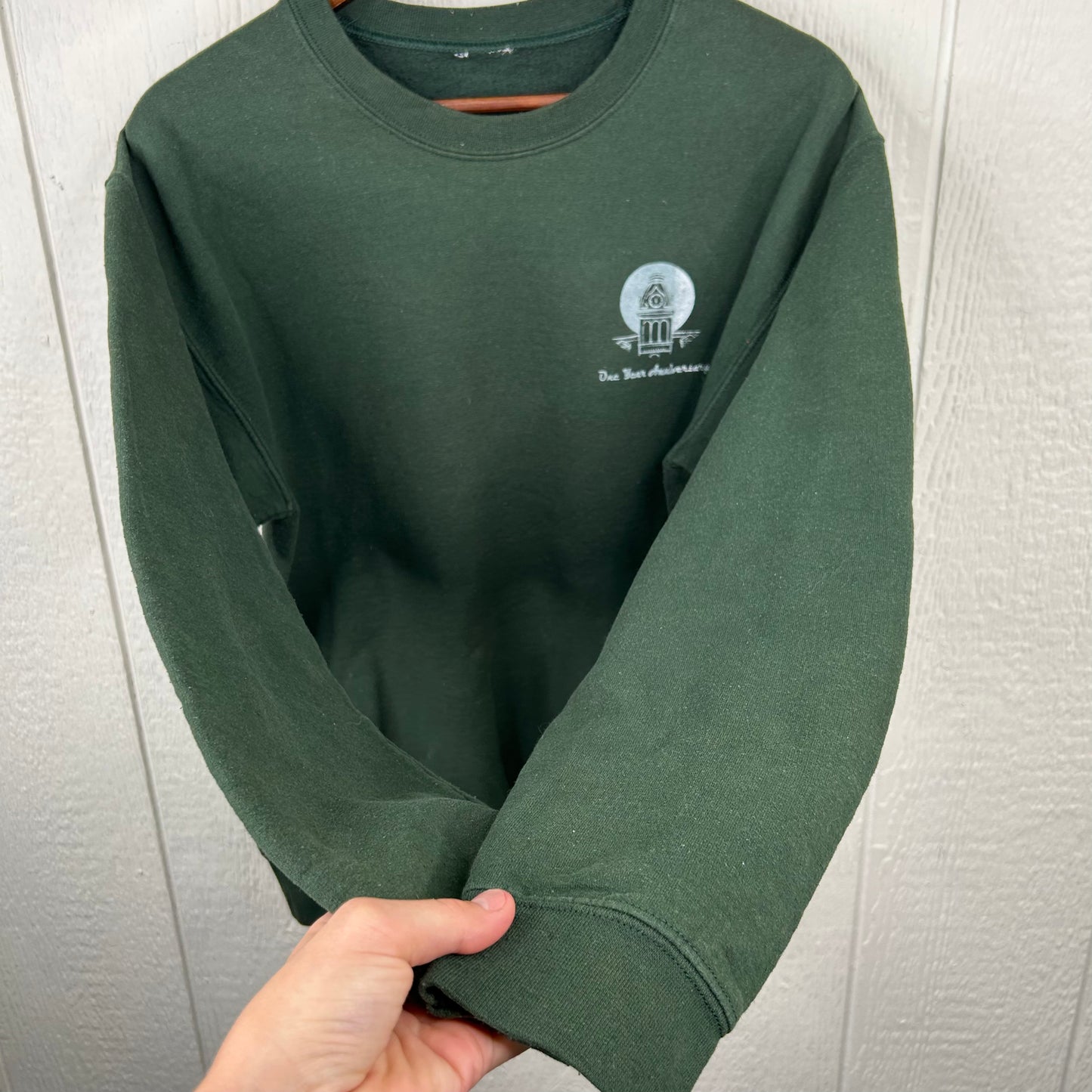 Vintage Forest Green Old School Screen Printed Crewneck (M)