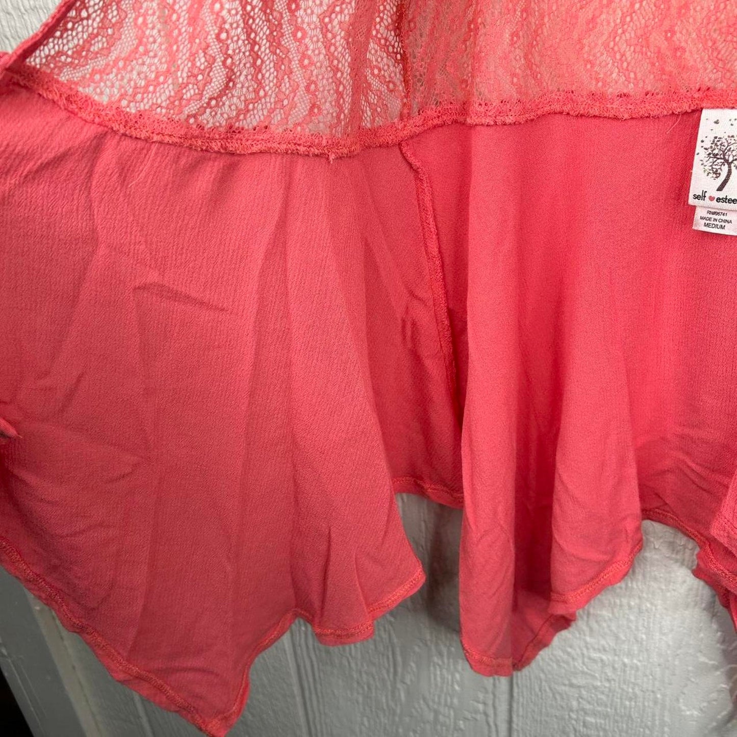 2000s y2k Coral Pink Boho Sleeveless Cardigan (M)