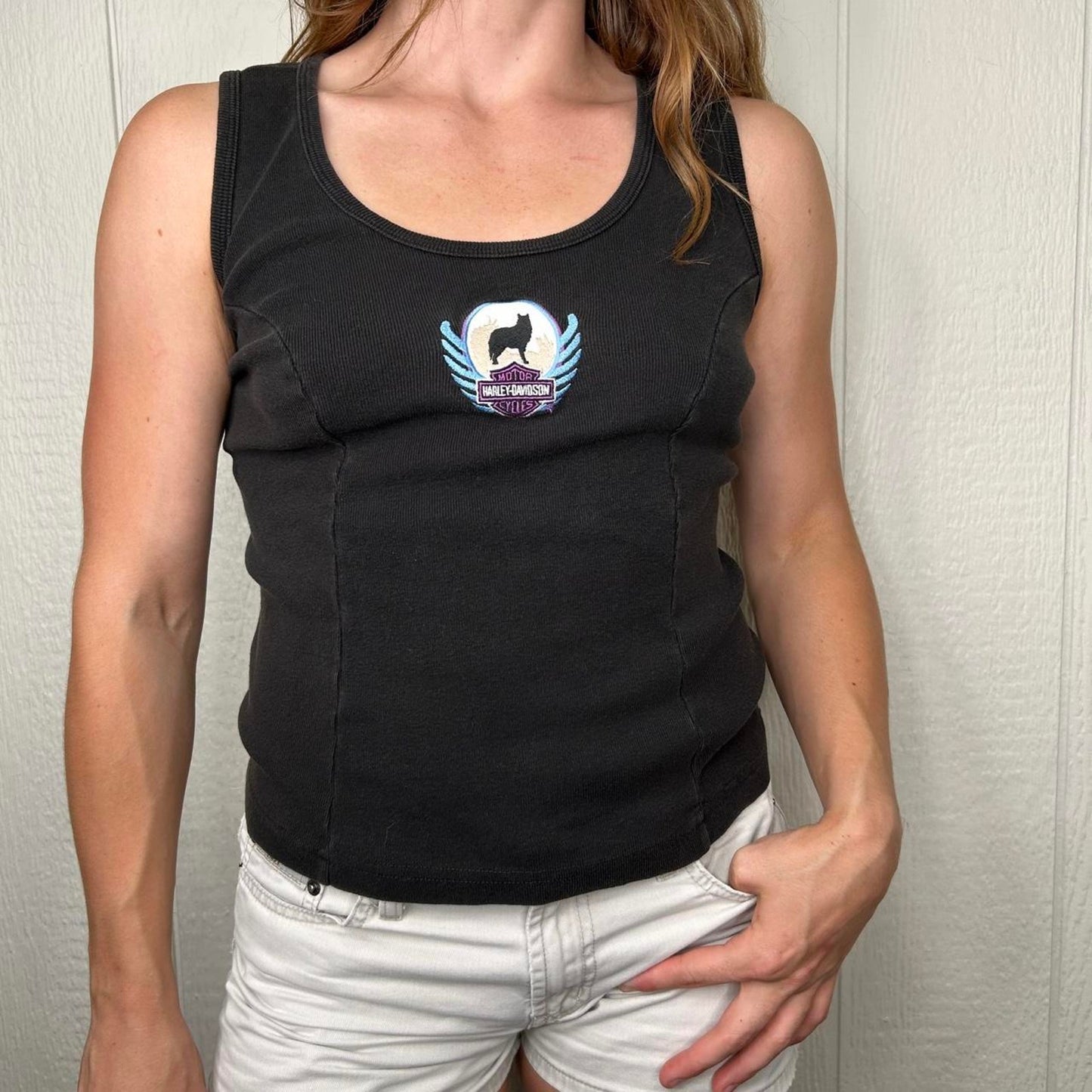 Vintage Harley Davidson Wolf St. Pete Florida Femme Skin Tight Tank (M)