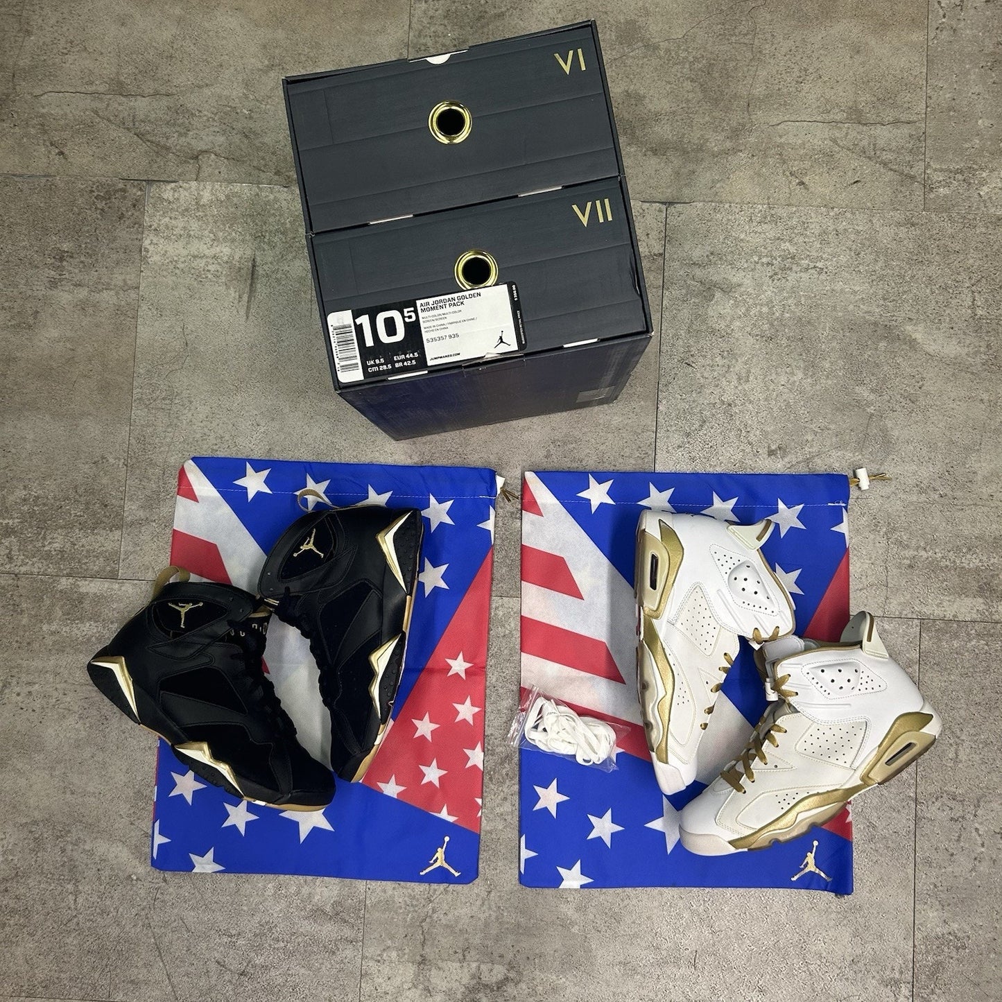 Size 10.5 - Air Jordan 7/6 Retro Golden Moments Pack