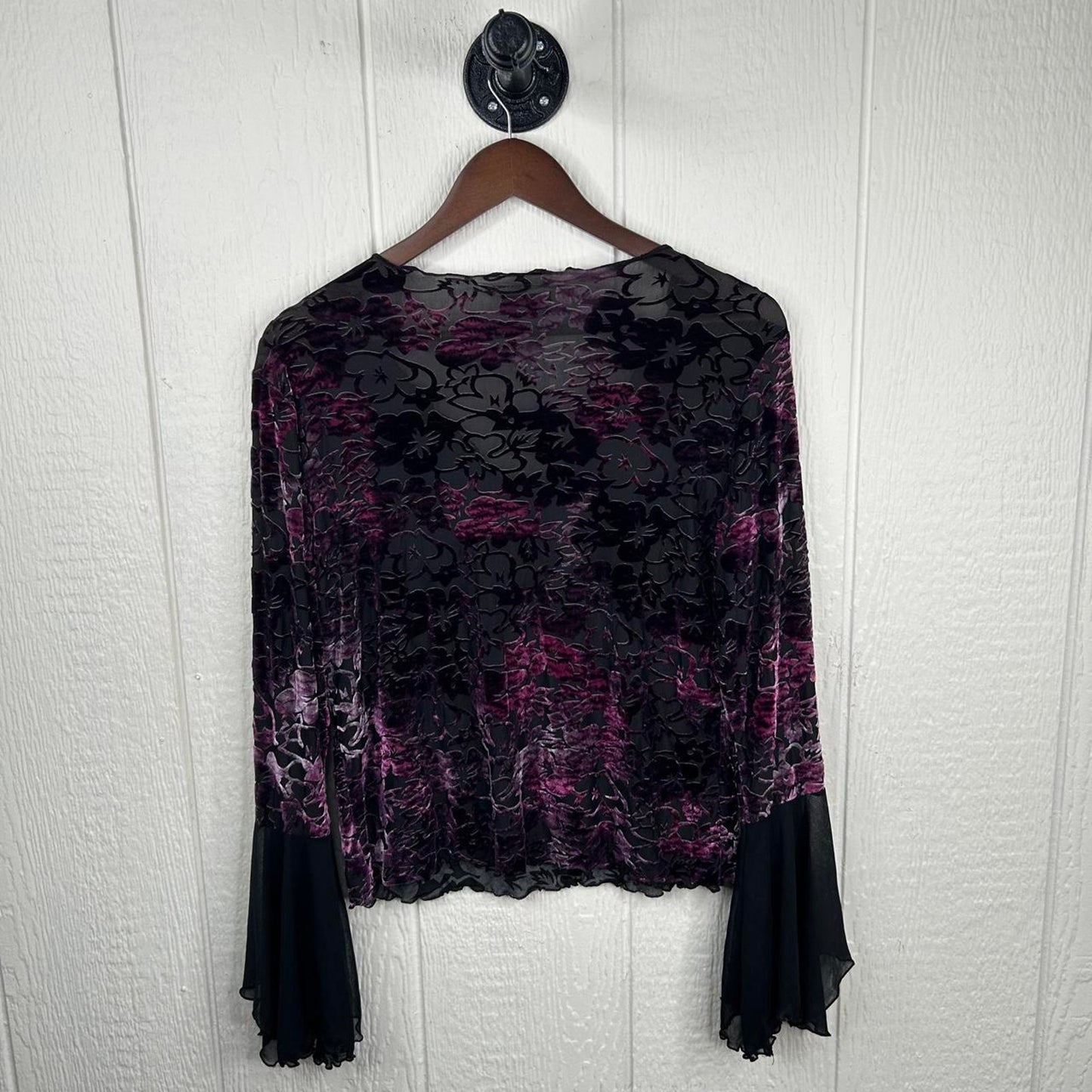 Vintage Lace Velvet Witchy Vibe Bell Sleeve Whimsygoth Top (L)