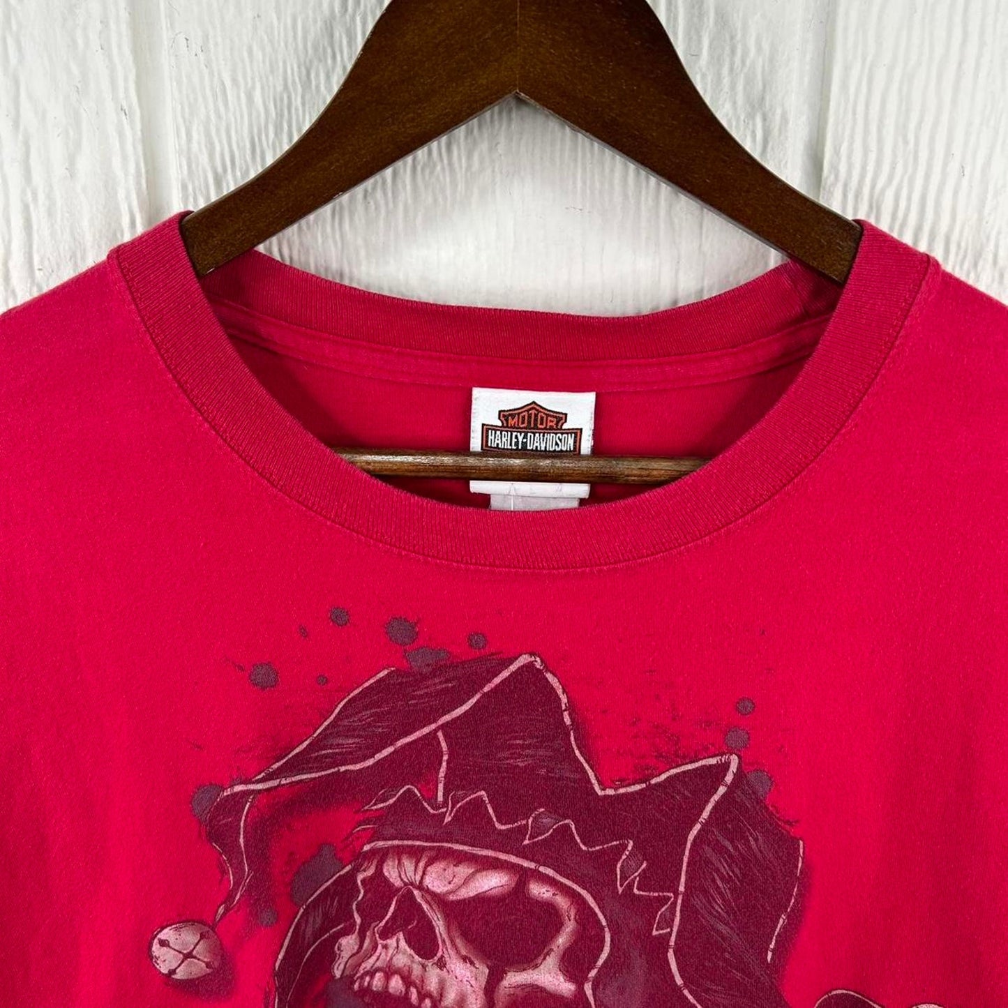 Y2K Red Harley Davidson Skull Biker Tee (XXL)