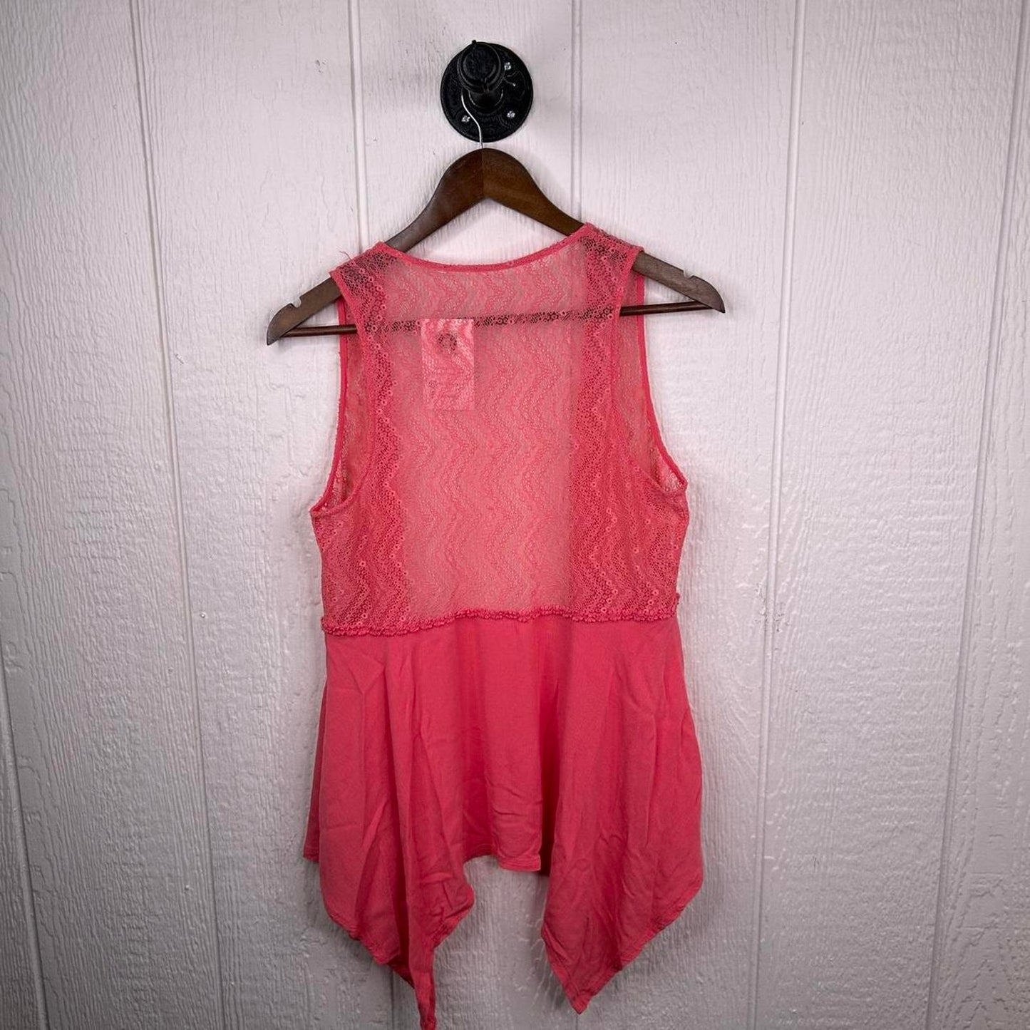 2000s y2k Coral Pink Boho Sleeveless Cardigan (M)