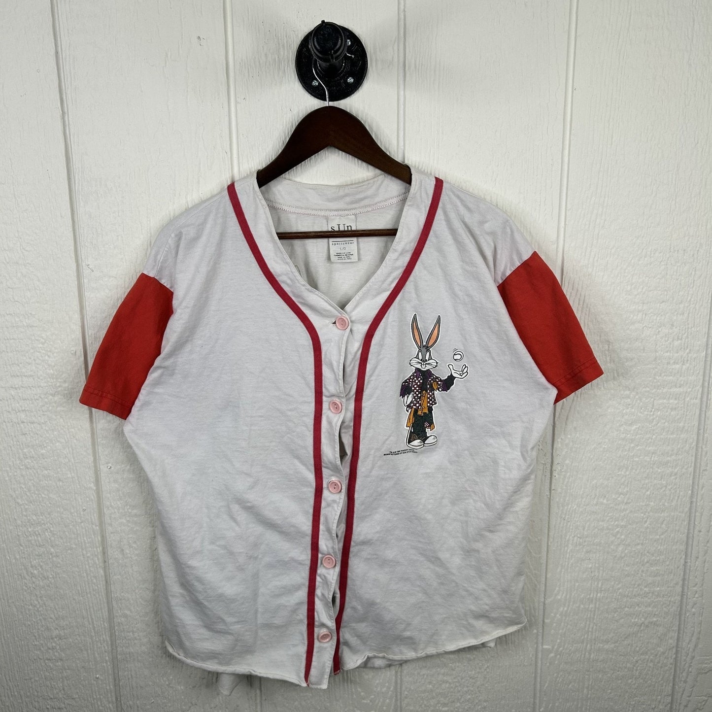 Vintage 1994 Bugs Bunny & Taz Button-Up Baseball Style (L)