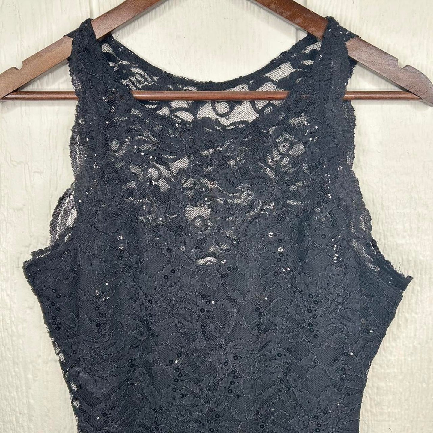 Vintage 90’s Black Sparkly Lace Halter Top (S)