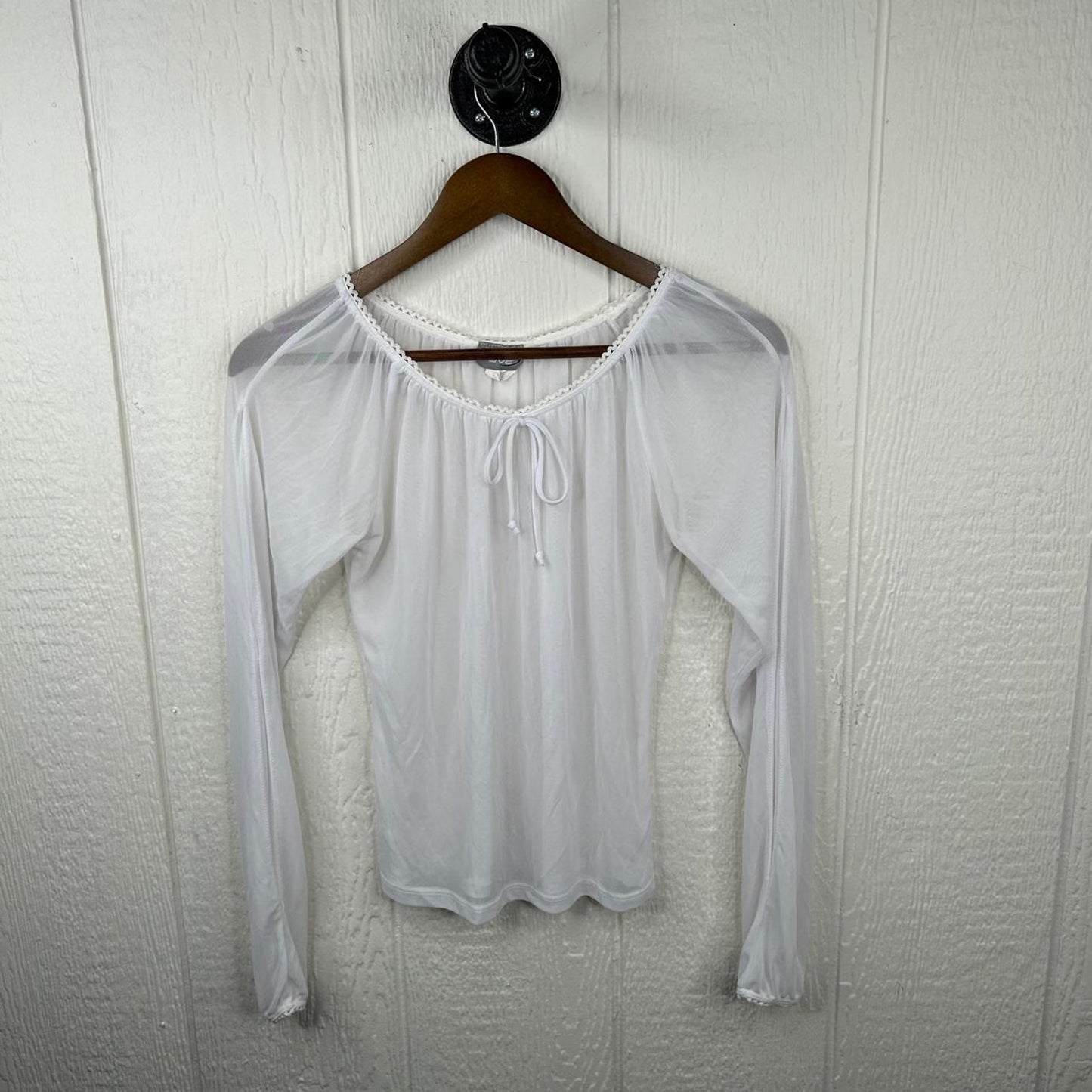 2000s Rave Sheer Split Sleeve Ethereal Coquette Top (L)