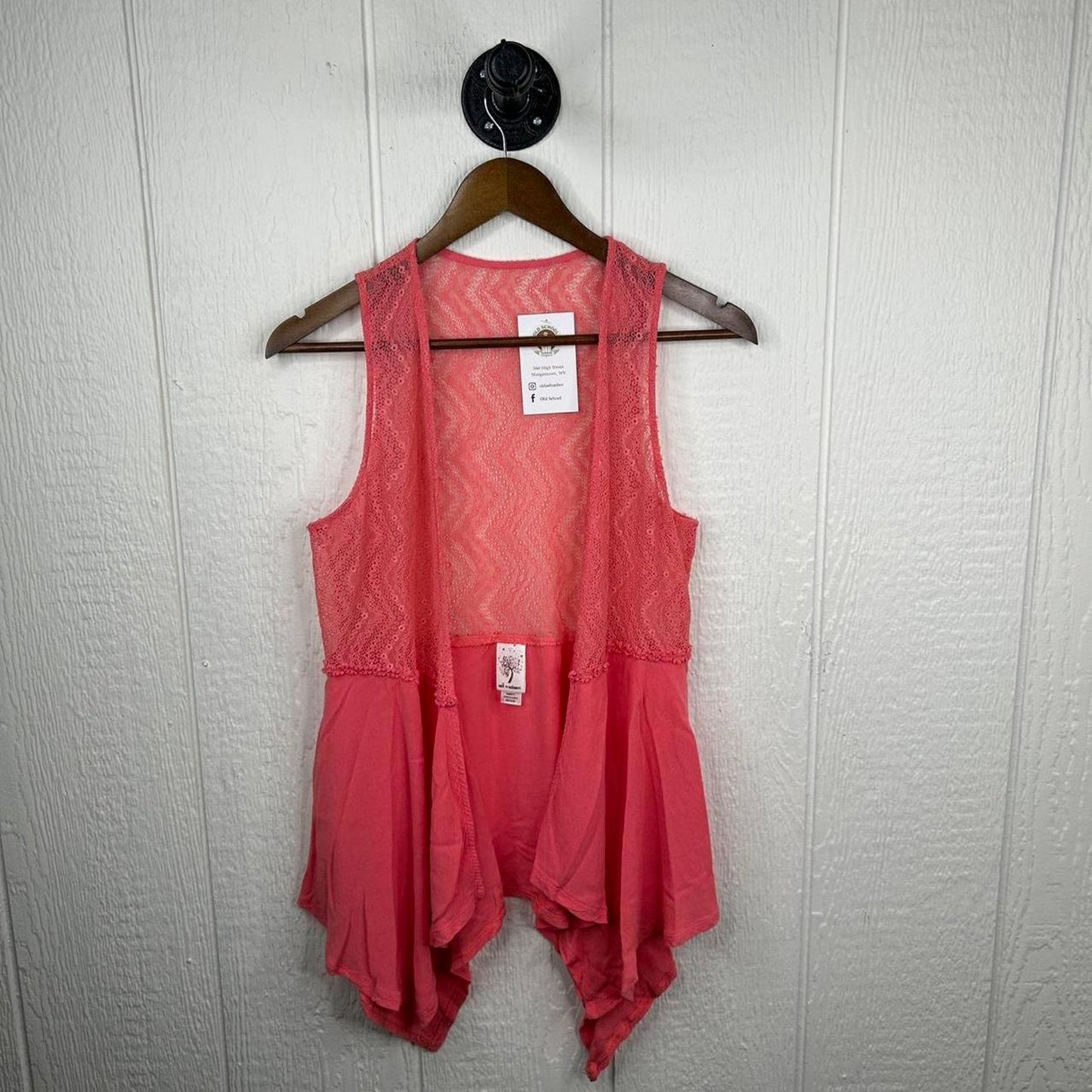 2000s y2k Coral Pink Boho Sleeveless Cardigan (M)