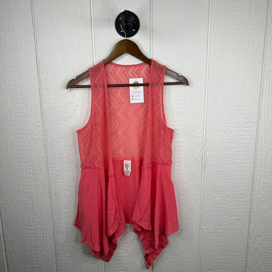 2000s y2k Coral Pink Boho Sleeveless Cardigan (M)