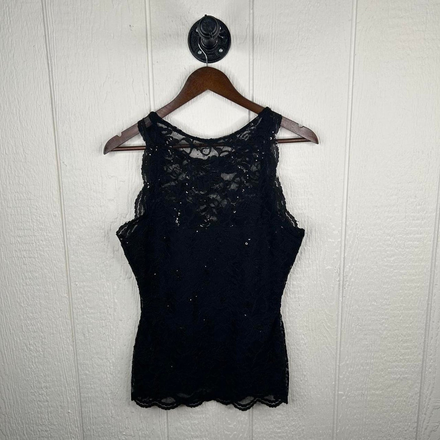Vintage 90’s Black Sparkly Lace Halter Top (S)