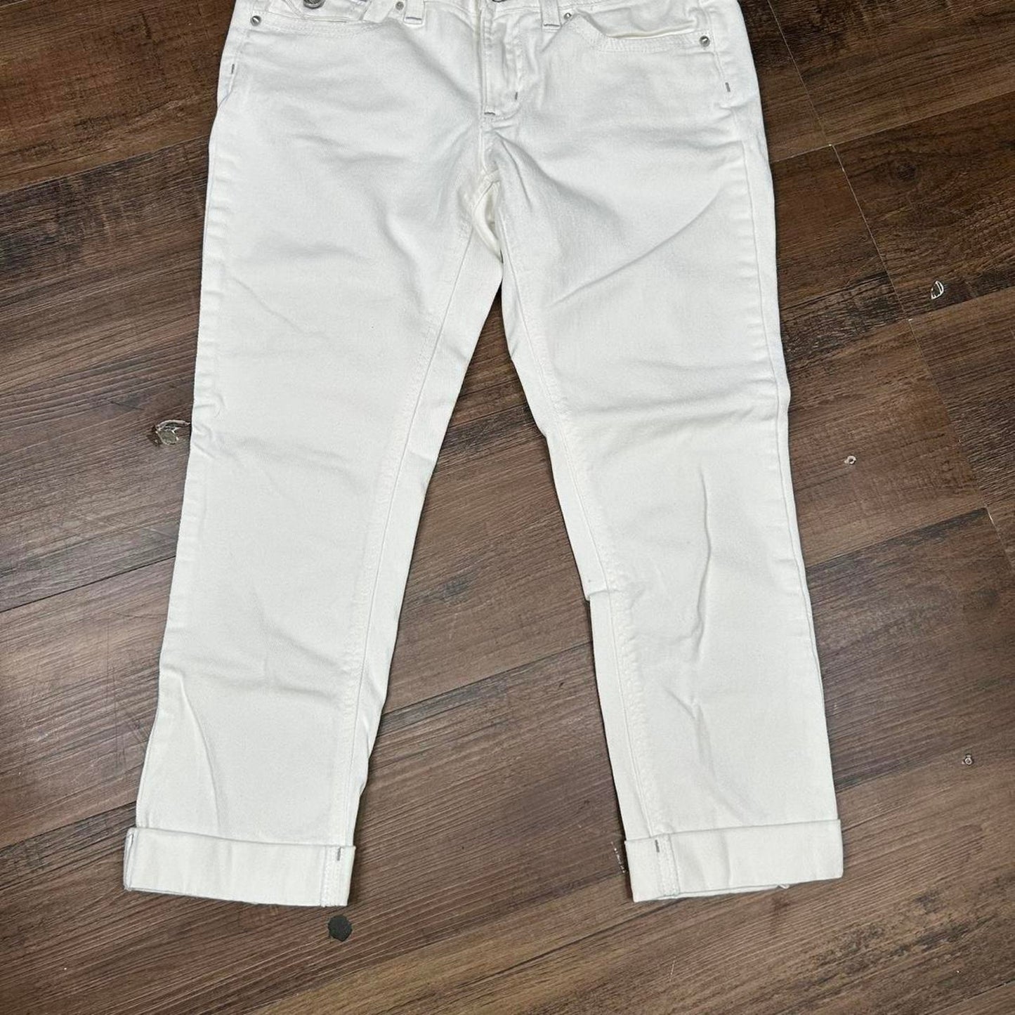 2000s y2k Indigo Rein Forever Embroidered White Capris