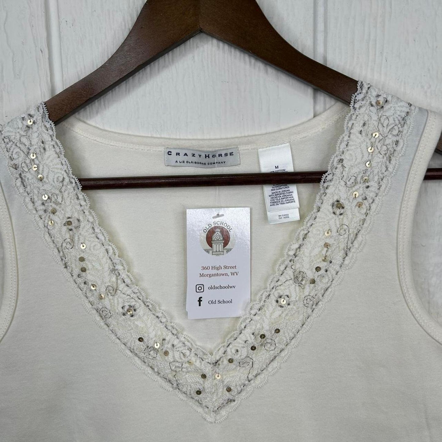 2000s y2k Sparkly V-Neck Cotton Tank Top (M)