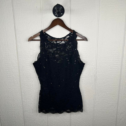 Vintage 90’s Black Sparkly Lace Halter Top (S)