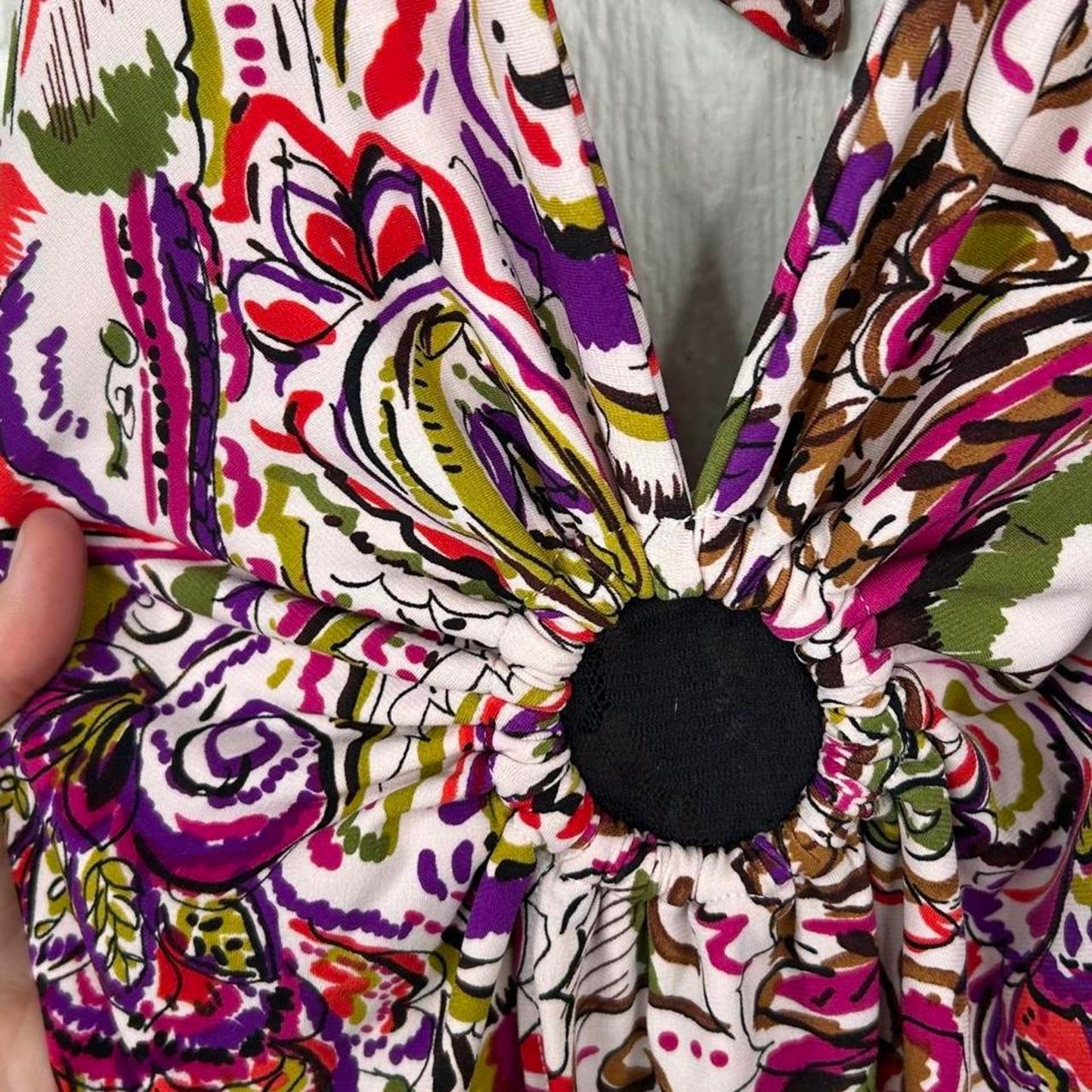 2000s y2k Paisley Style Stretchy O-Ring Halter Top (S)