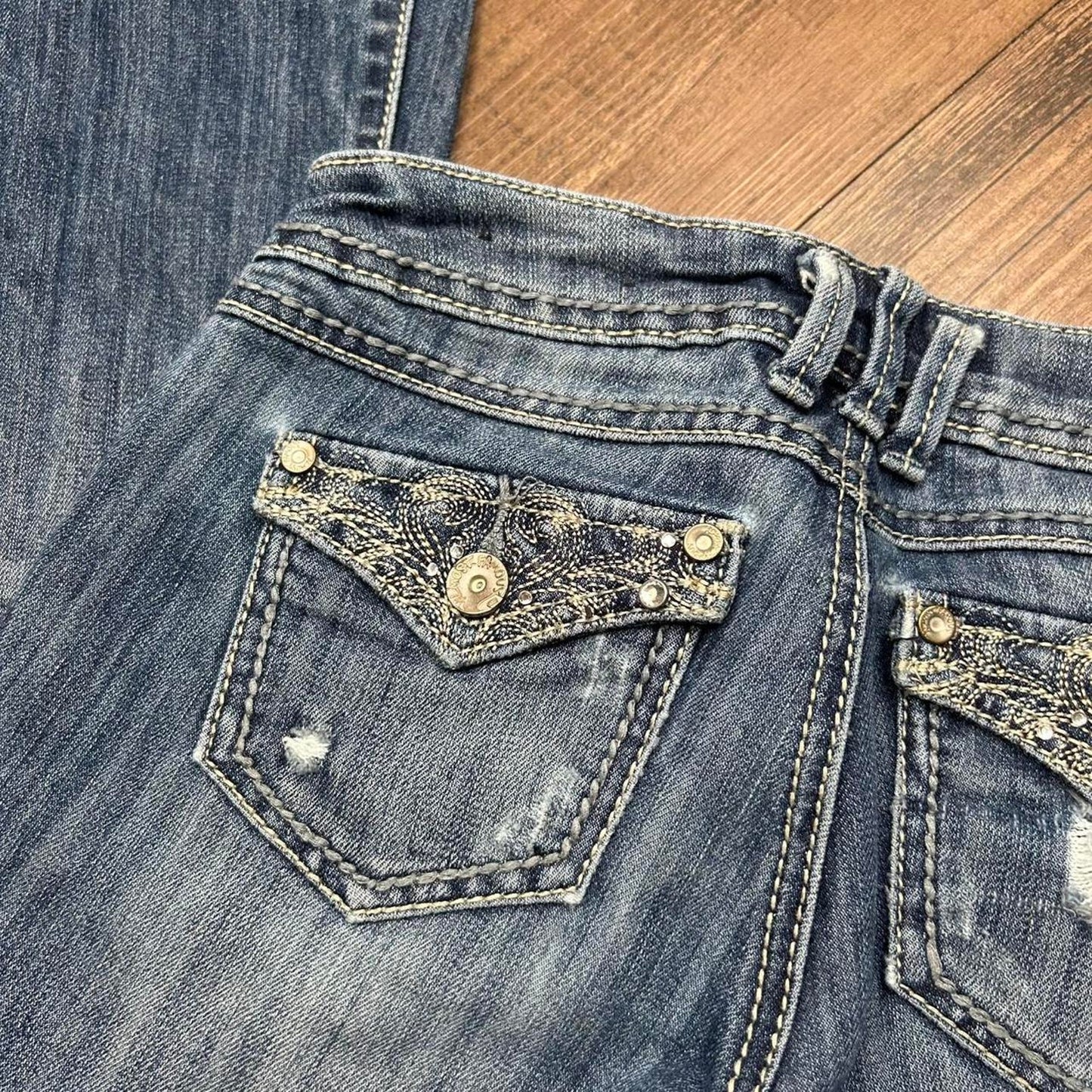2000s y2k Almost Famous Low Rise Embellished Flare Jeans
