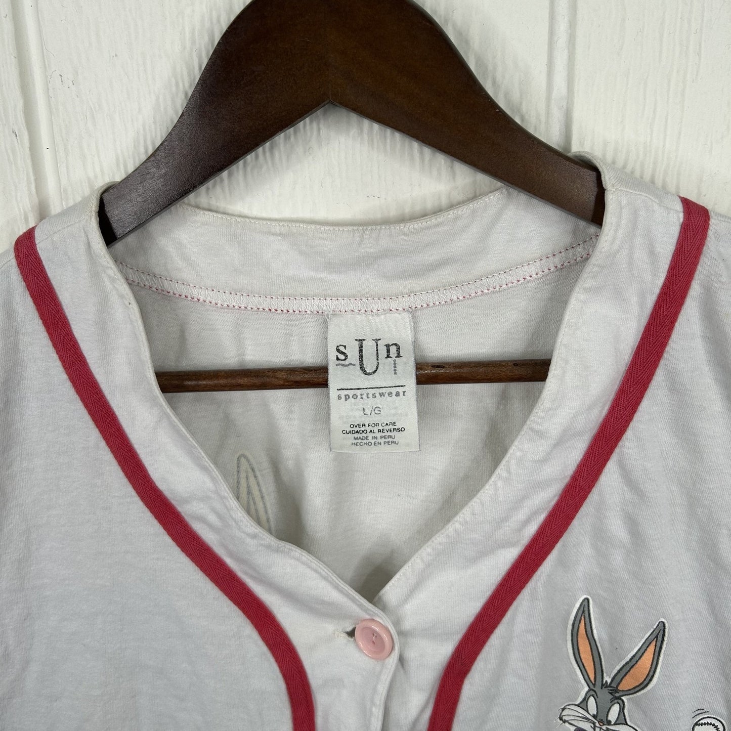 Vintage 1994 Bugs Bunny & Taz Button-Up Baseball Style (L)
