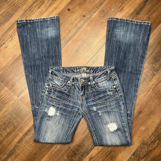 2000s y2k Almost Famous Low Rise Embellished Flare Jeans