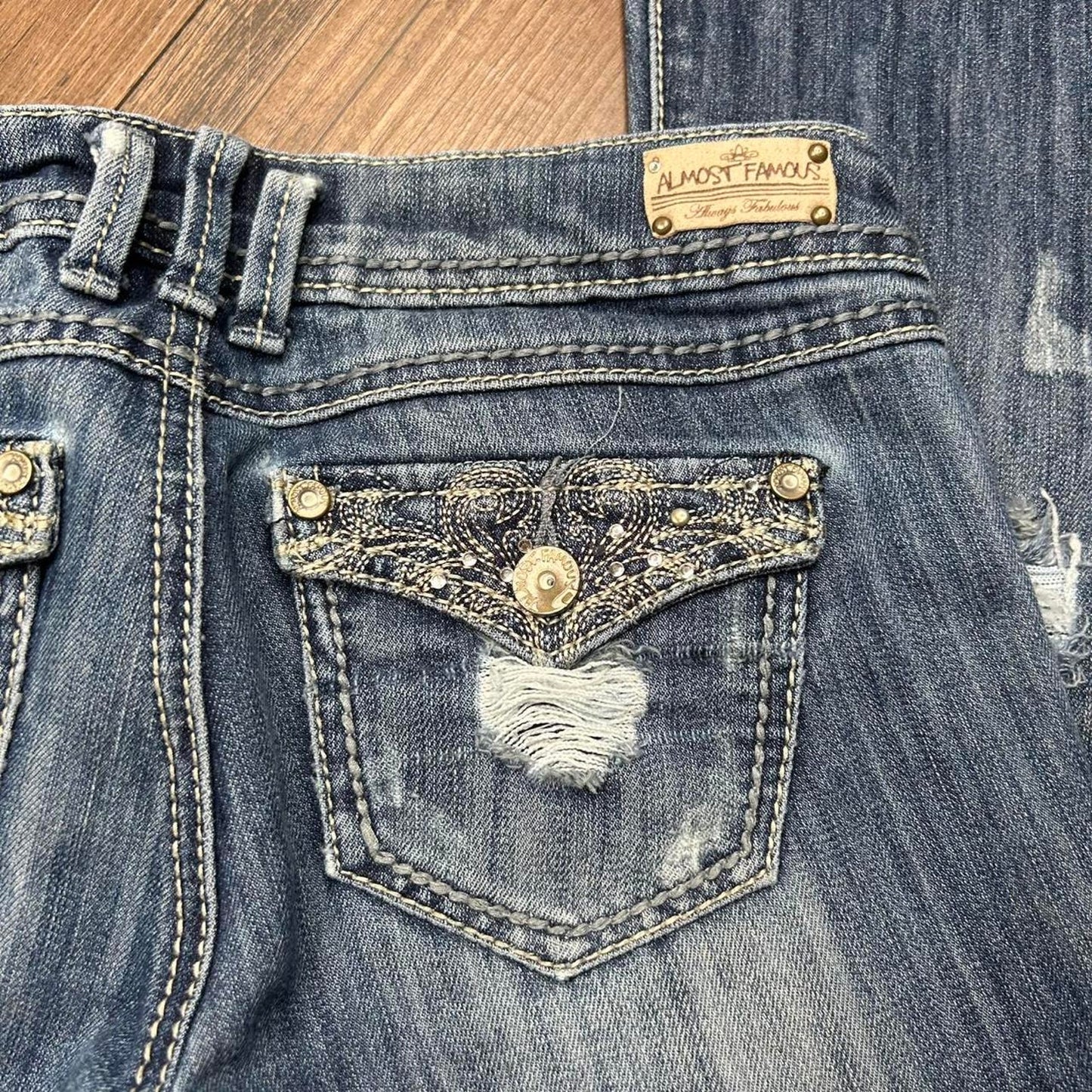 2000s y2k Almost Famous Low Rise Embellished Flare Jeans