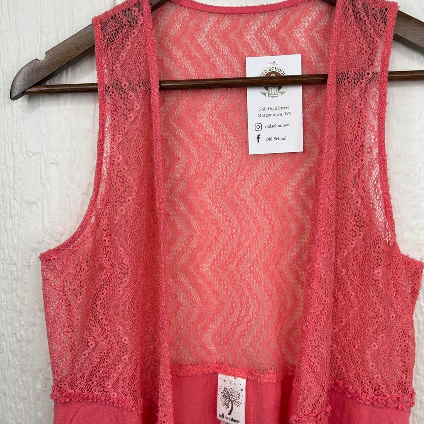 2000s y2k Coral Pink Boho Sleeveless Cardigan (M)