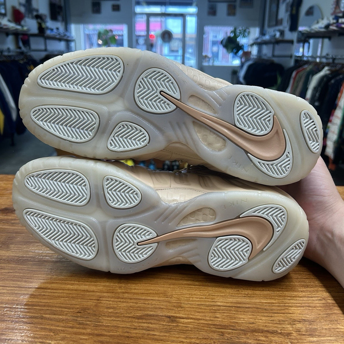 Size 11.5 - Nike Air Foamposite Pro Premium Vachetta Tan Tried On