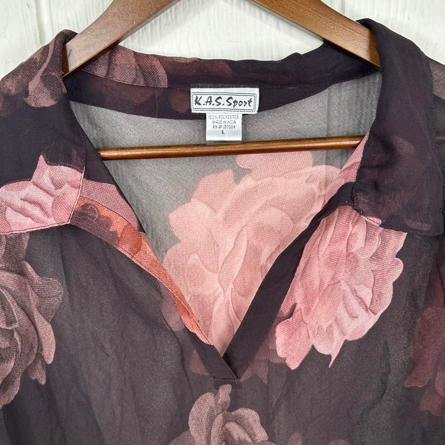 90’s Sheer Rose Pattern Whimsygoth Long Sleeve Blouse (L)