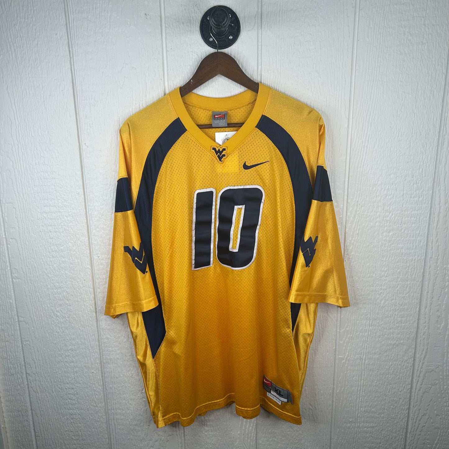 y2k Embroidered WVU Gold Number 10 Nike Jersey (XL)