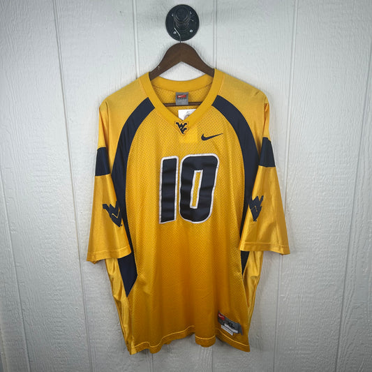 y2k Embroidered WVU Gold Number 10 Nike Jersey (XL)