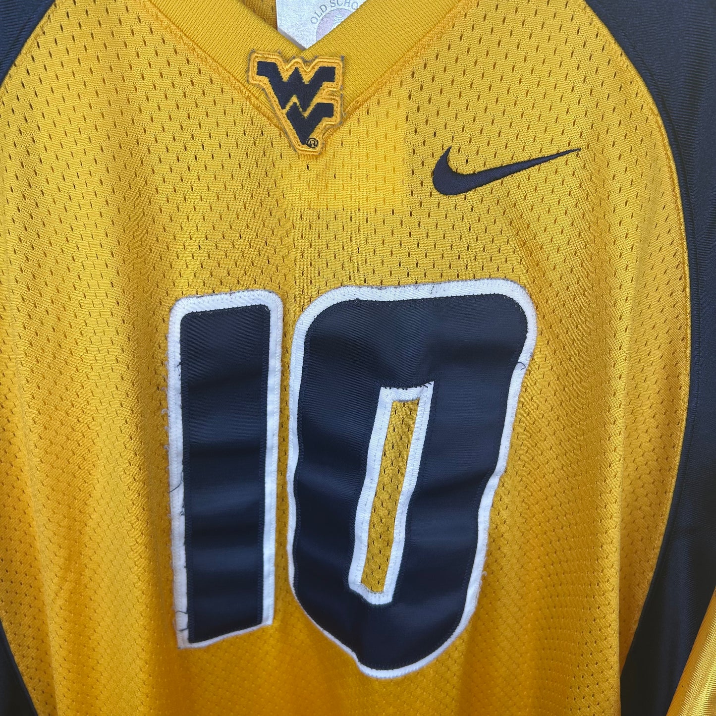 y2k Embroidered WVU Gold Number 10 Nike Jersey (XL)