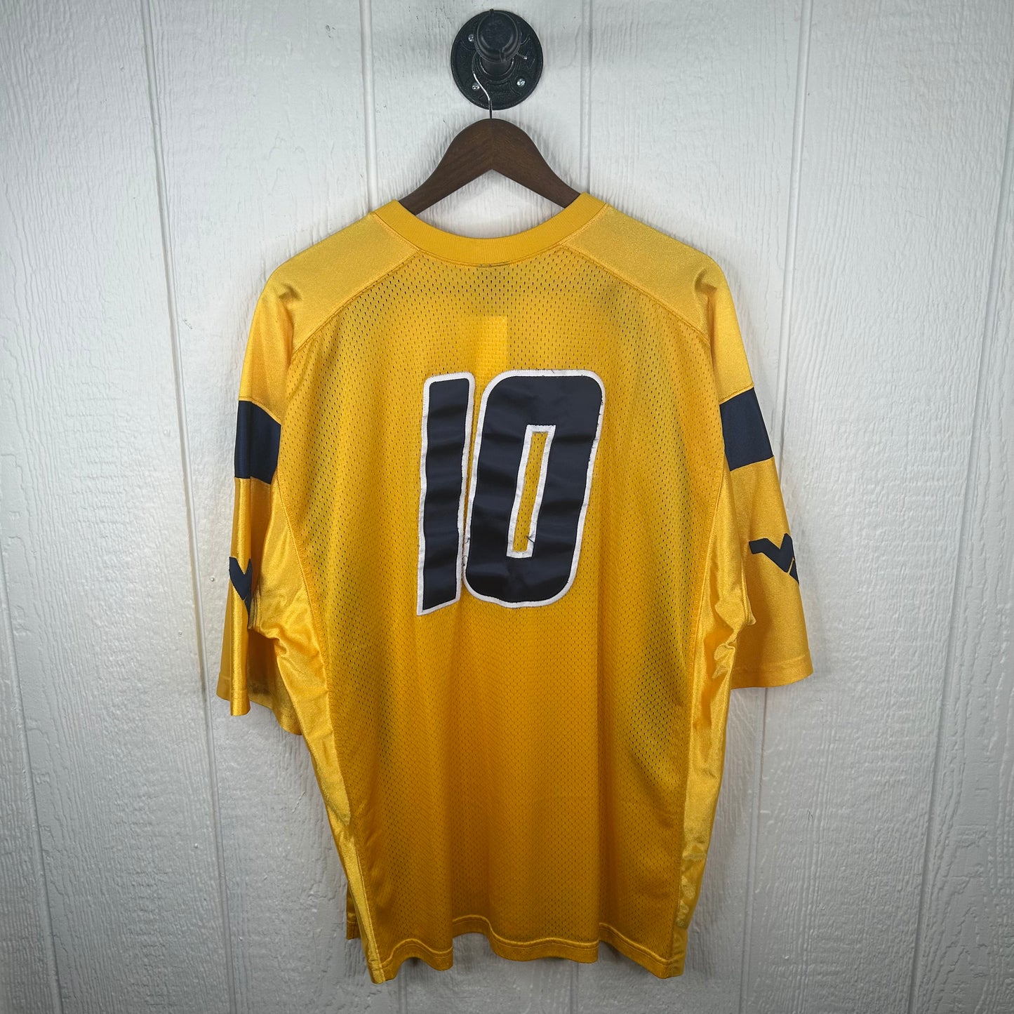 y2k Embroidered WVU Gold Number 10 Nike Jersey (XL)