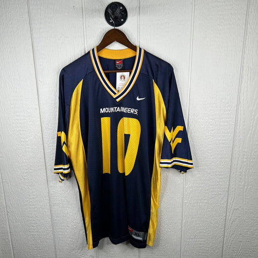 Y2K Navy WVU Nike Number 10 Football Jersey (XL)
