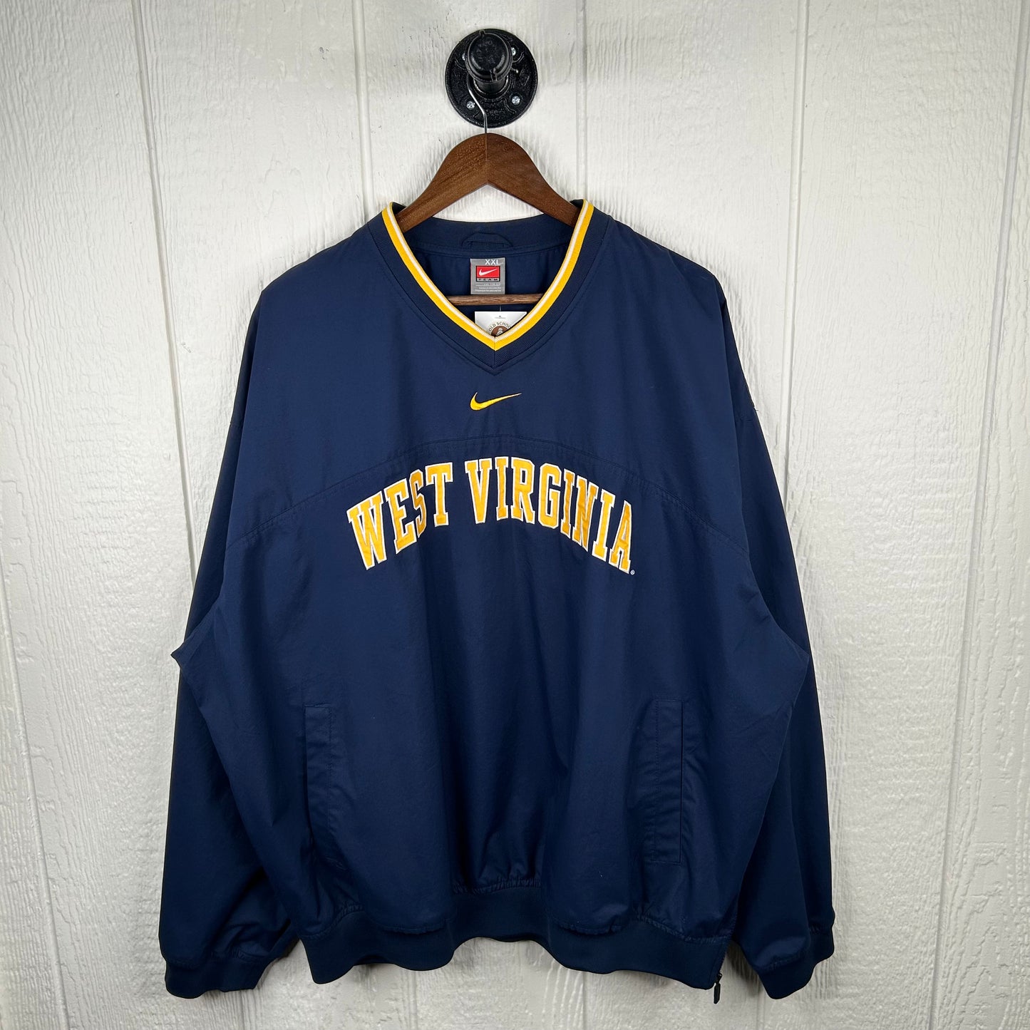 Y2K Navy West Virginia University Nike Center Swoosh Windbreaker (XXL)